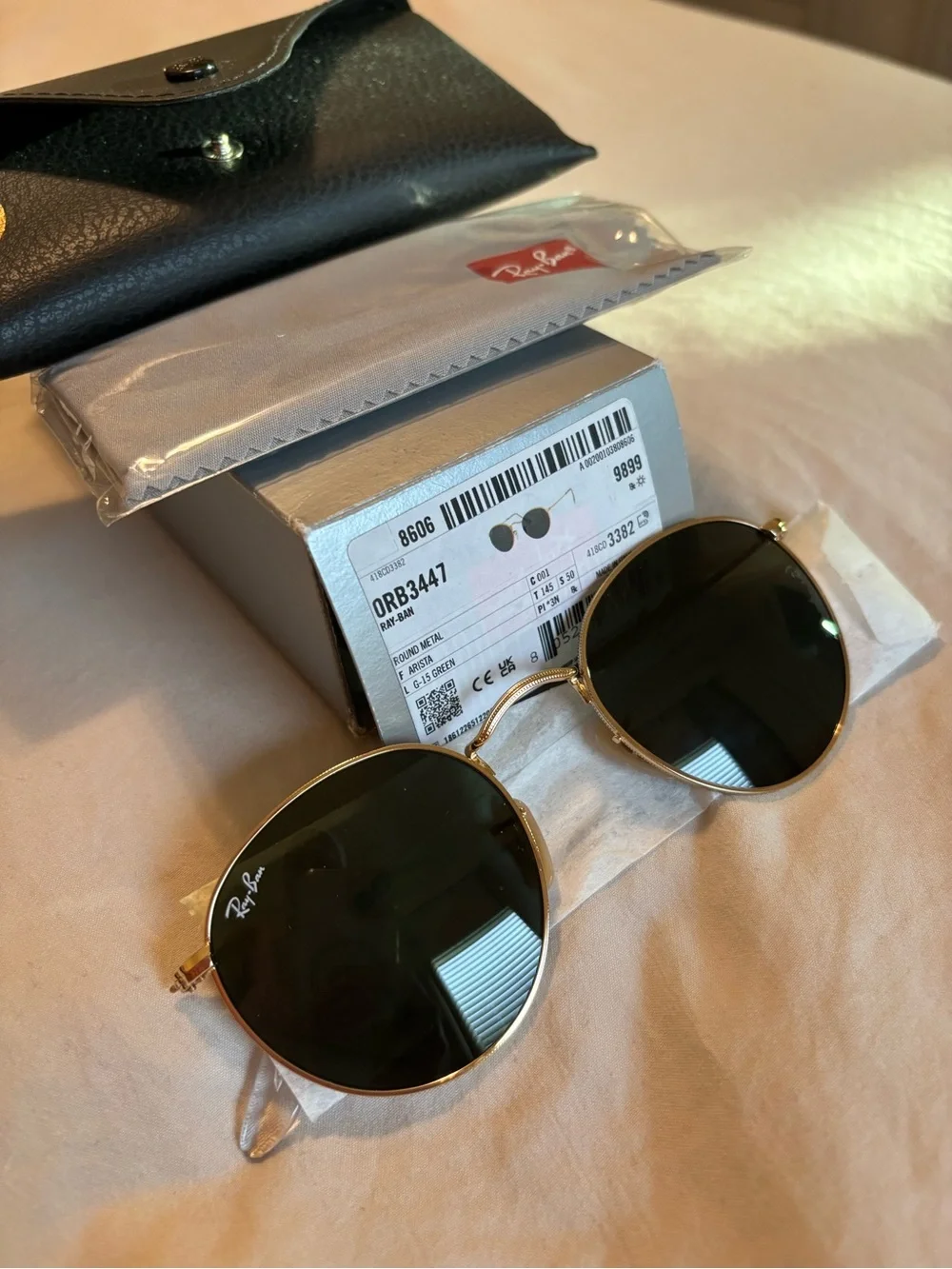 Ray-Ban Gold Frame Sunglasses with Dark Green Lenses